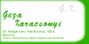 geza karacsonyi business card