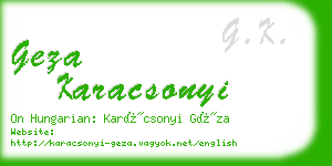 geza karacsonyi business card